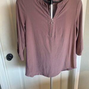 Perseption Mauve Zip-Up Blouse